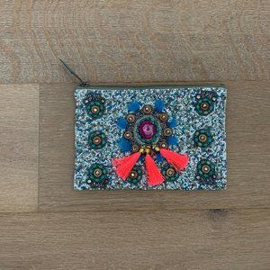 Anthropologie Beaded Tassel Clutch